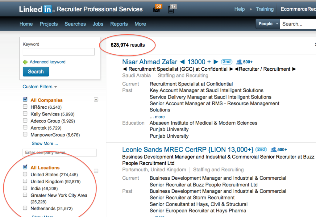how many job recruiters are on linkedin 274,445