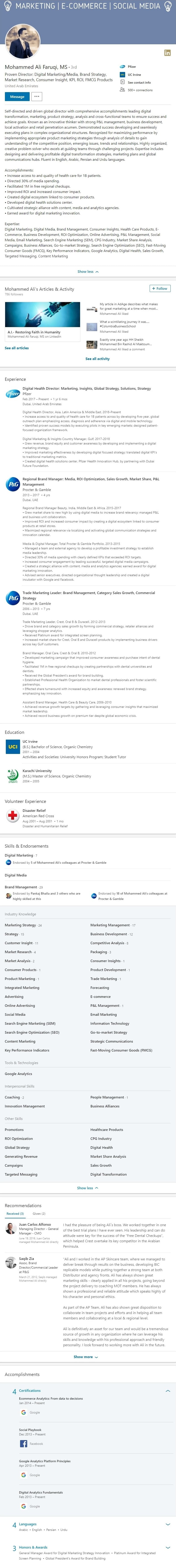 Linkedin Profile Example UAE business 2168