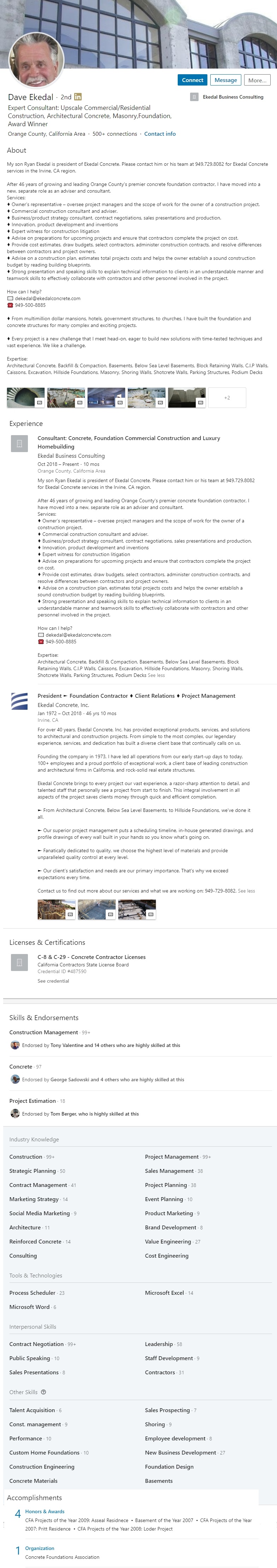 Construction Resume & LinkedIn Examples Commercial/Residential