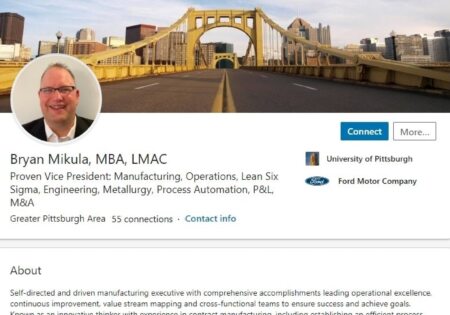 Manufacturing LinkedIn profile example