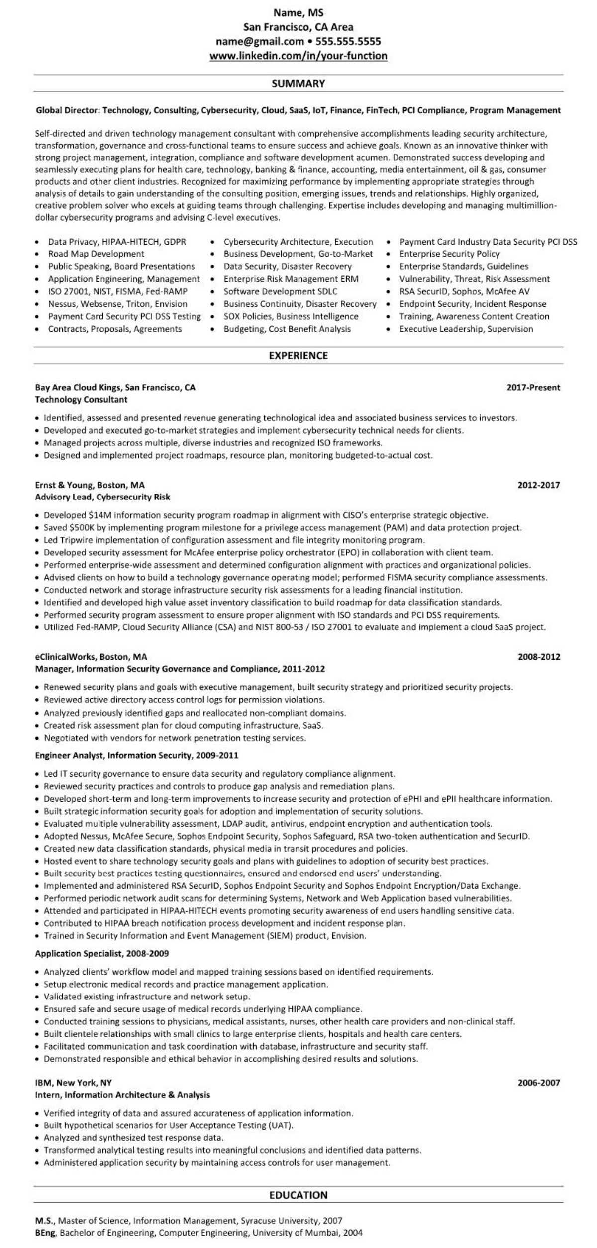 professional executive resume example cloud computing network technology 2303