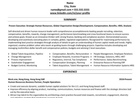 Hong Kong professional resume/CV example