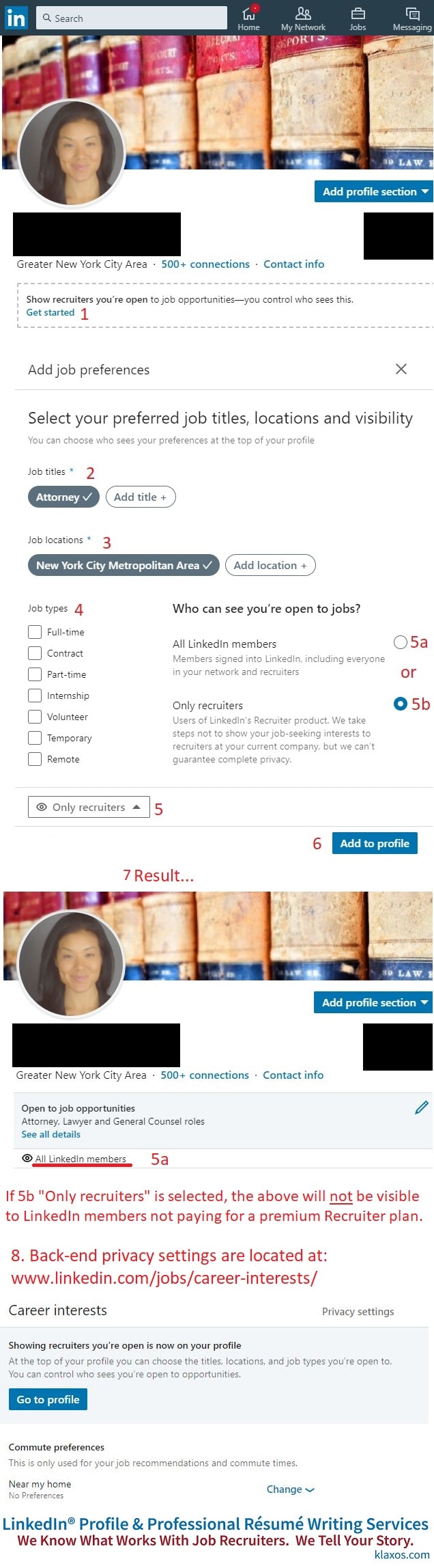Linkedin Open To Job Opportunities Public Recruiter Settings Front End