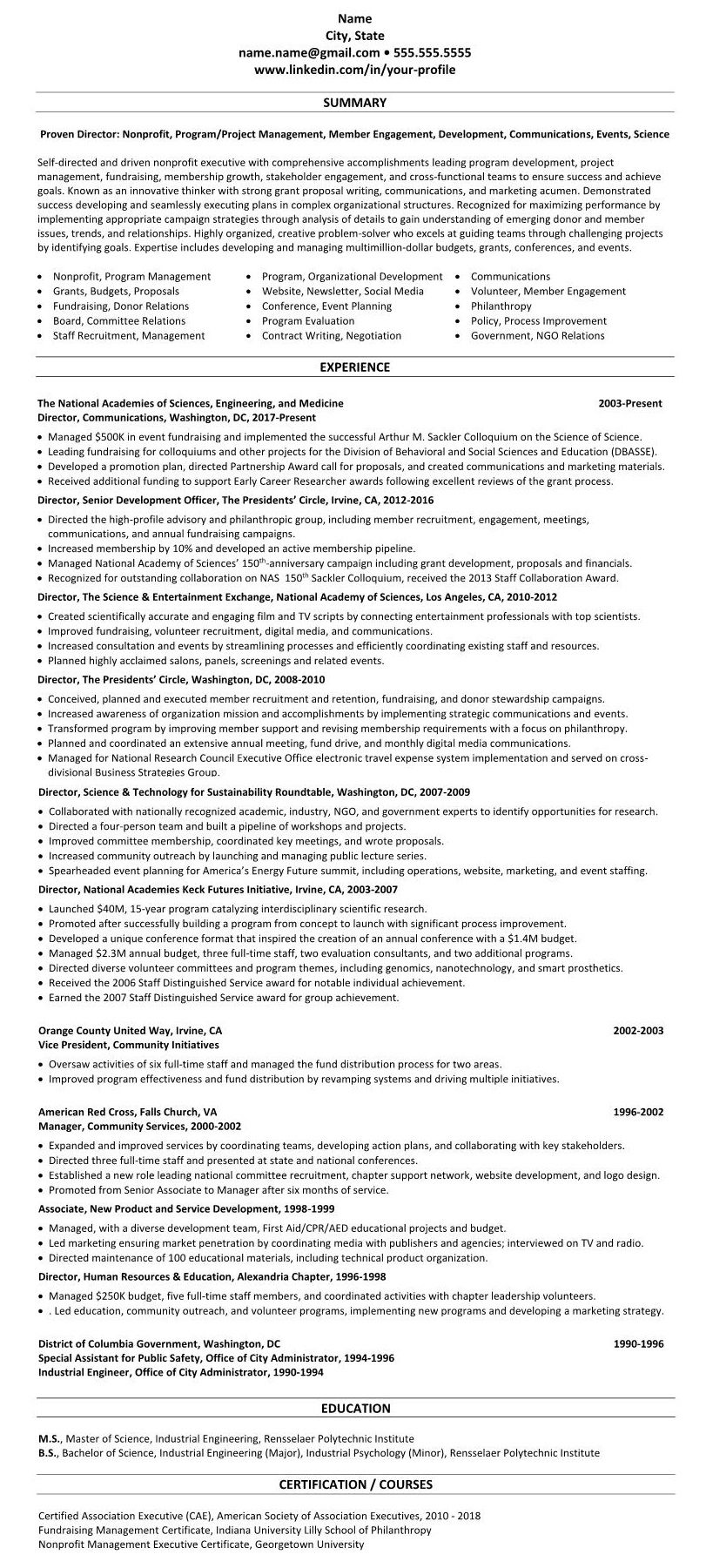 Resume 2132 resume example Nonprofit science 