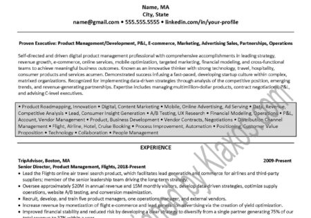 Product management resume example