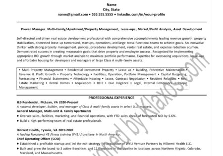 Property management resume example