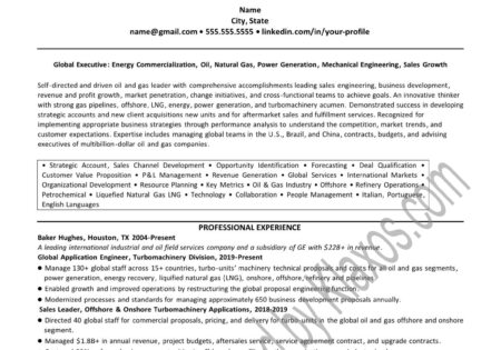Oil, Natural Gas, Energy Power Production Professional Resume Example