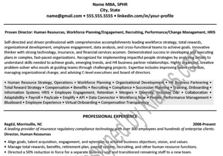 Human Resources resume example