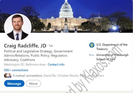 Government legislative LinkedIn profile example.