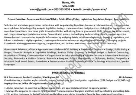 Government administration resume example