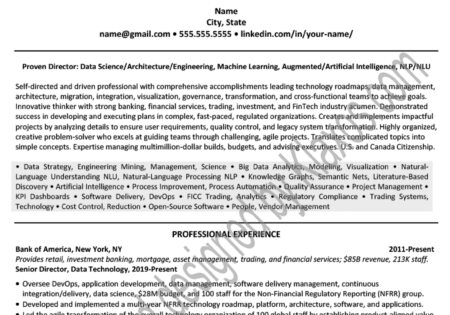 Generative artificial intelligence NLP professional resume example