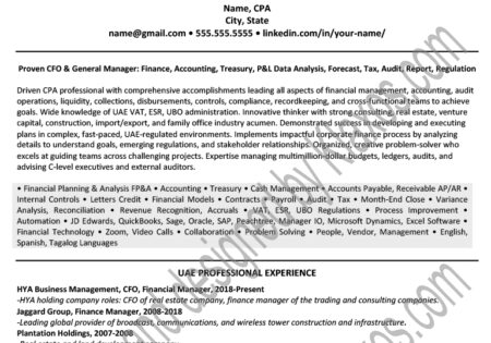 Abu Dhabi english professional resume/CV example