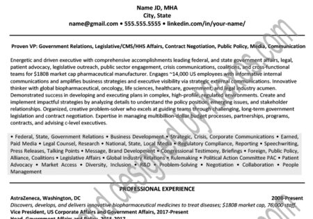 Government relations resume example
