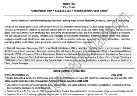 Artificial Intelligence Machine Learning resume example