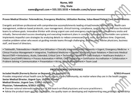 Telehealth resume example
