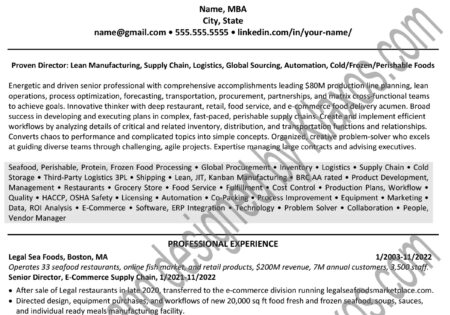 logistics, 3PL, inventory and warehouse resume example