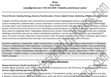 Riyadh Professional Resume/CV Example