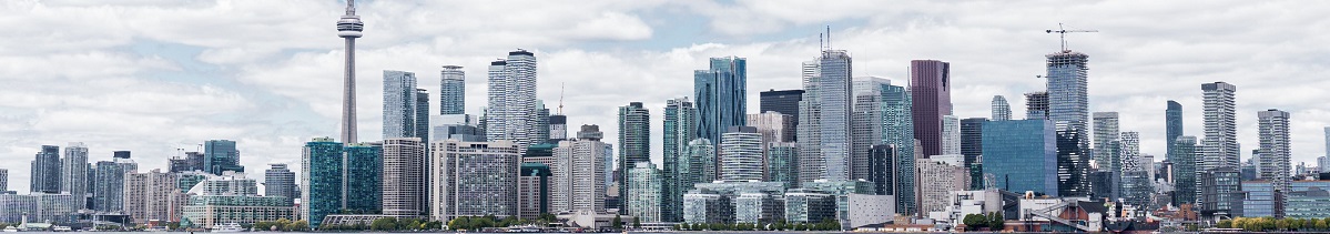 Toronto Skyline With Modern Tall Financial Buildings In The Background. Skyscrapers In Toronto